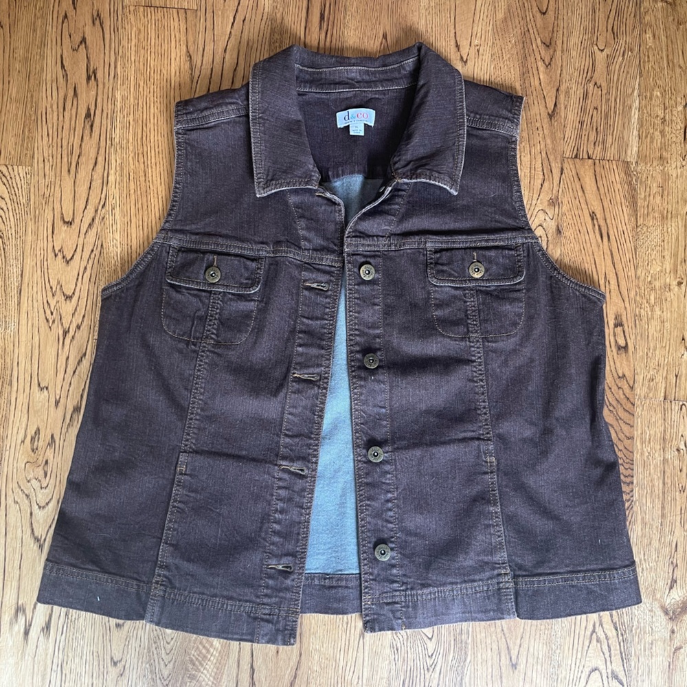 Brown Demin Jean Jacket Vest XL